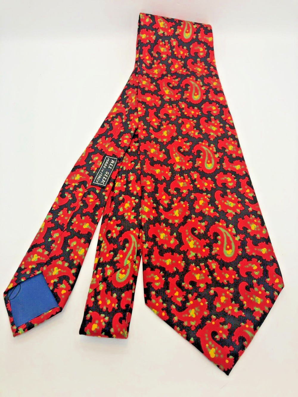 Vintage Men's Necktie Bill Blass Red Black Paisley Silk Italian Tie 60" 4.5"